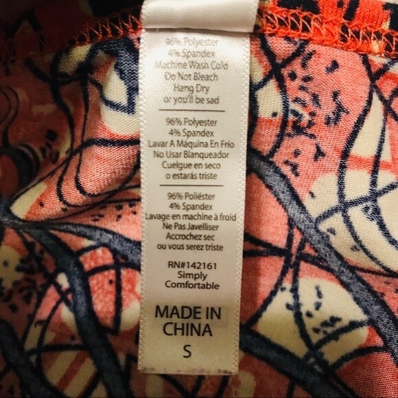 LuLaRoe Orange top Geometric print short sleeves long top size S - Picture 3 of 8